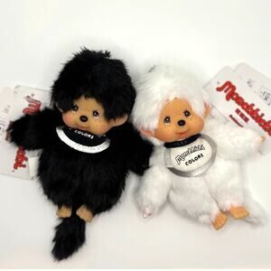 New Authentic Sekiguchi Set of 2 Monchhichi, Black& White